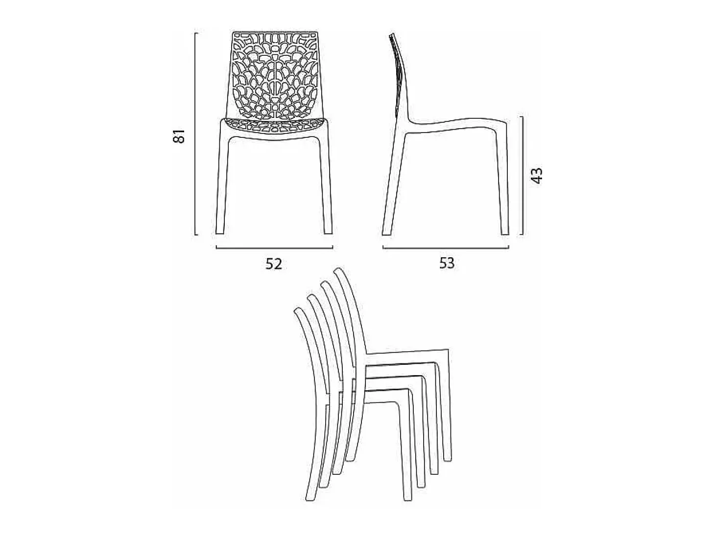 16 Silla de cocina o de comedor de Policarbonato Transparente Gruvyer Stock - Gris