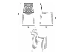 16 Silla de cocina o de comedor de Policarbonato Transparente Gruvyer Stock - Transparente