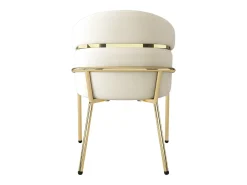 1 silla de comedor en terciopelo beige con respaldo acolchado y patas de metal dorado