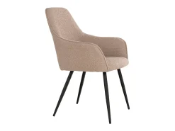 2 sillas de comedor de poliéster curvo beige con pies negros