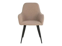 2 sillas de comedor de poliéster curvo beige con pies negros