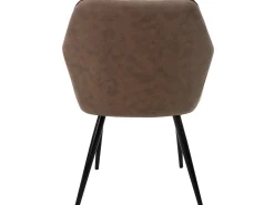 4 sillas de comedor tapizadas en imitación PU marrón con patas ML-Design
