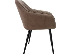 4 sillas de comedor tapizadas en imitación PU marrón con patas ML-Design