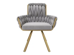 2 sillas giratorias en terciopelo - Con reposabrazos y patas metálicas - Respaldo amplio - Gris - 63x50x87 cm