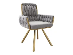 2 sillas giratorias en terciopelo - Con reposabrazos y patas metálicas - Respaldo amplio - Gris - 63x50x87 cm