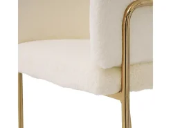 1 Sillón para comedor, salón o dormitorio - en imitación plumón de conejo - con 4 patas de metal dorado - Beige