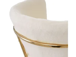 1 Sillón para comedor, salón o dormitorio - en imitación plumón de conejo - con 4 patas de metal dorado - Beige