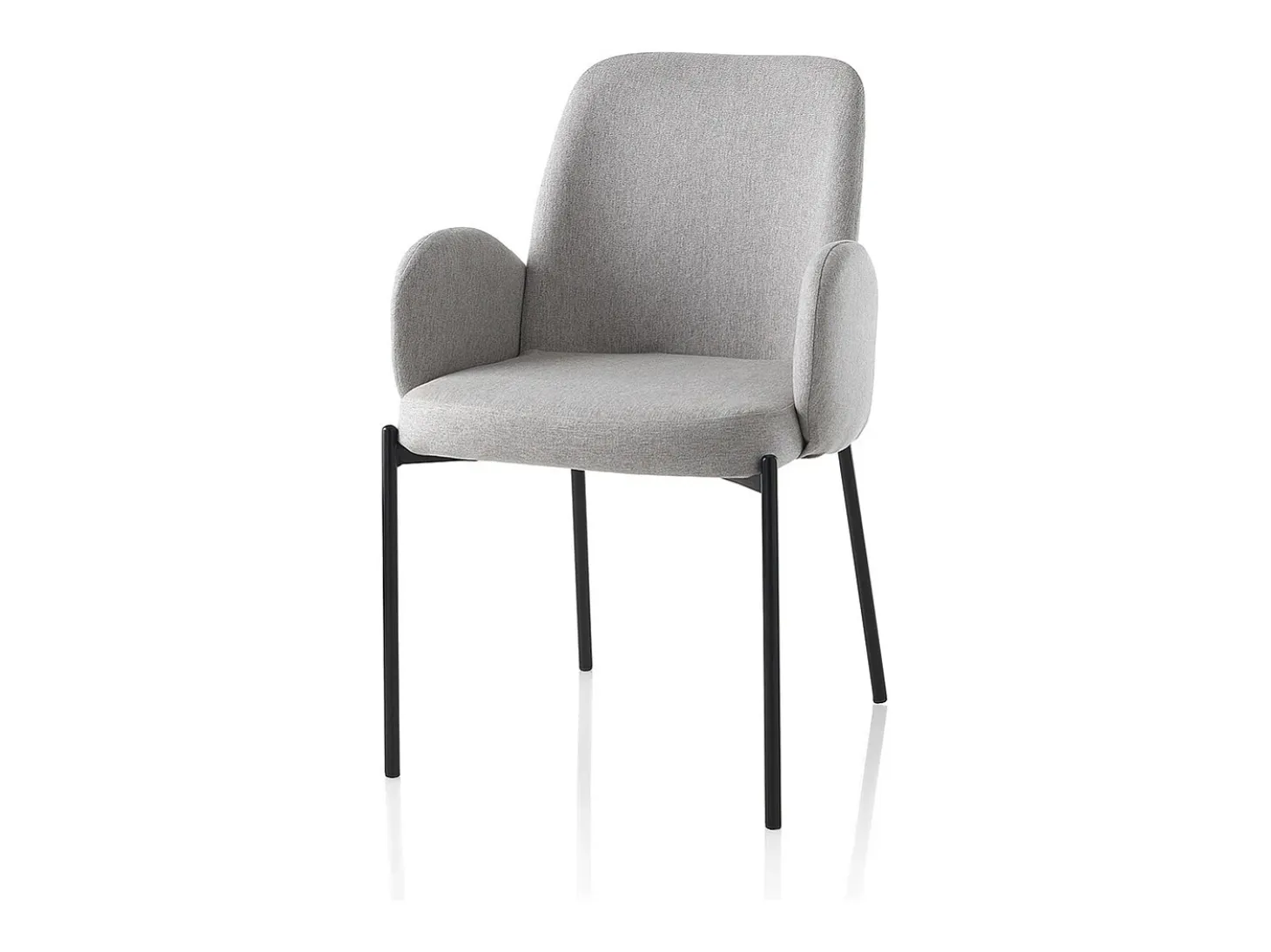 2 x sillas modernas de cocina tapizadas en tela con reposabrazos Antea - Gris