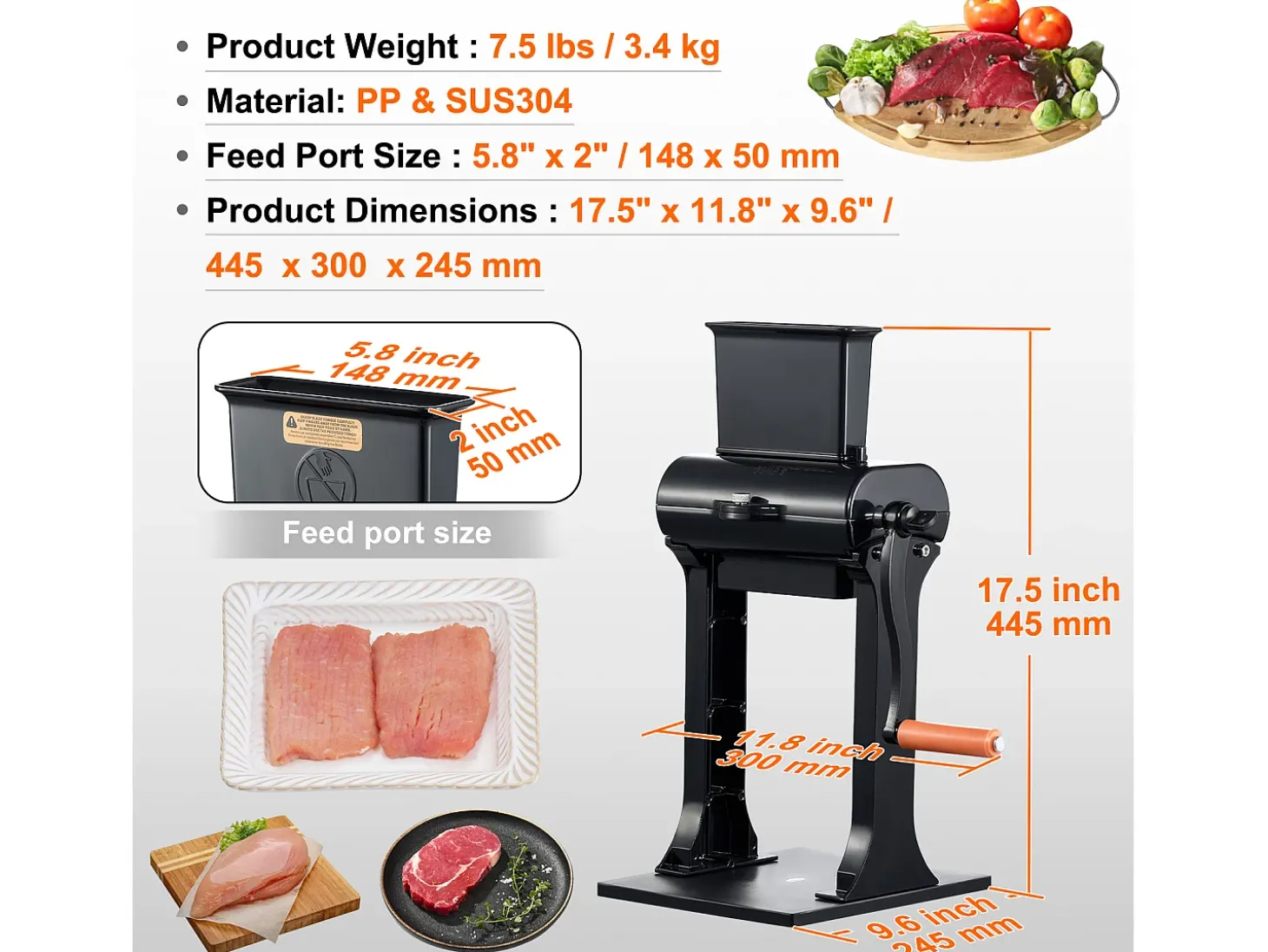 Ablandador de Carne Manual SucceBuy, Utensilio de Cocina de Acero Inoxidable