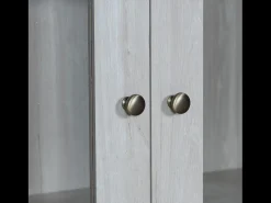 Alacena moderna - 80 x 34 x 171 cm - con 2 puertas de cristal + 3 cajones - aglomerado - natural claro