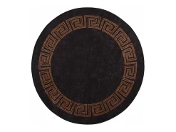 Alfombra antideslizante lavable φ120 cm negra y dorada