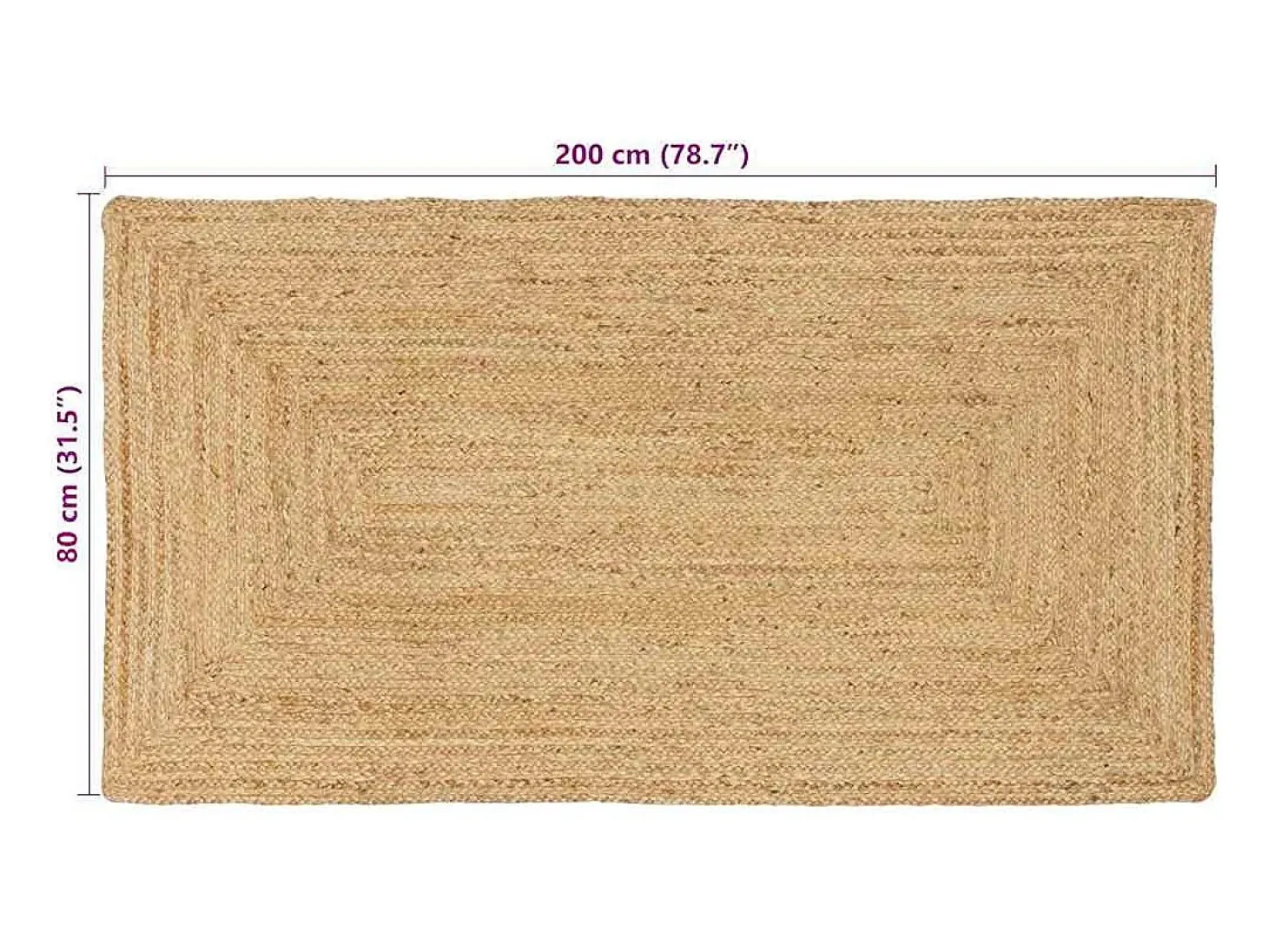 Alfombra beige 80 x 200 cm Yute
