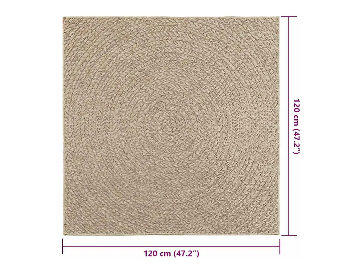 Alfombra beige ZIZUR 120x120 cm efecto yute para interior y exterior