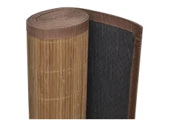 Alfombra de bambú marrón con láminas rectangulares 120 x 180 cm