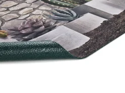 Alfombra de cocina - Dibujos con flores - gris - 52 x 200 cm - RICCI