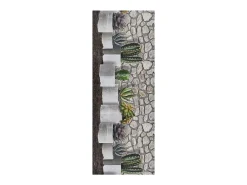 Alfombra de cocina - Dibujos con flores - gris - 52 x 200 cm - RICCI