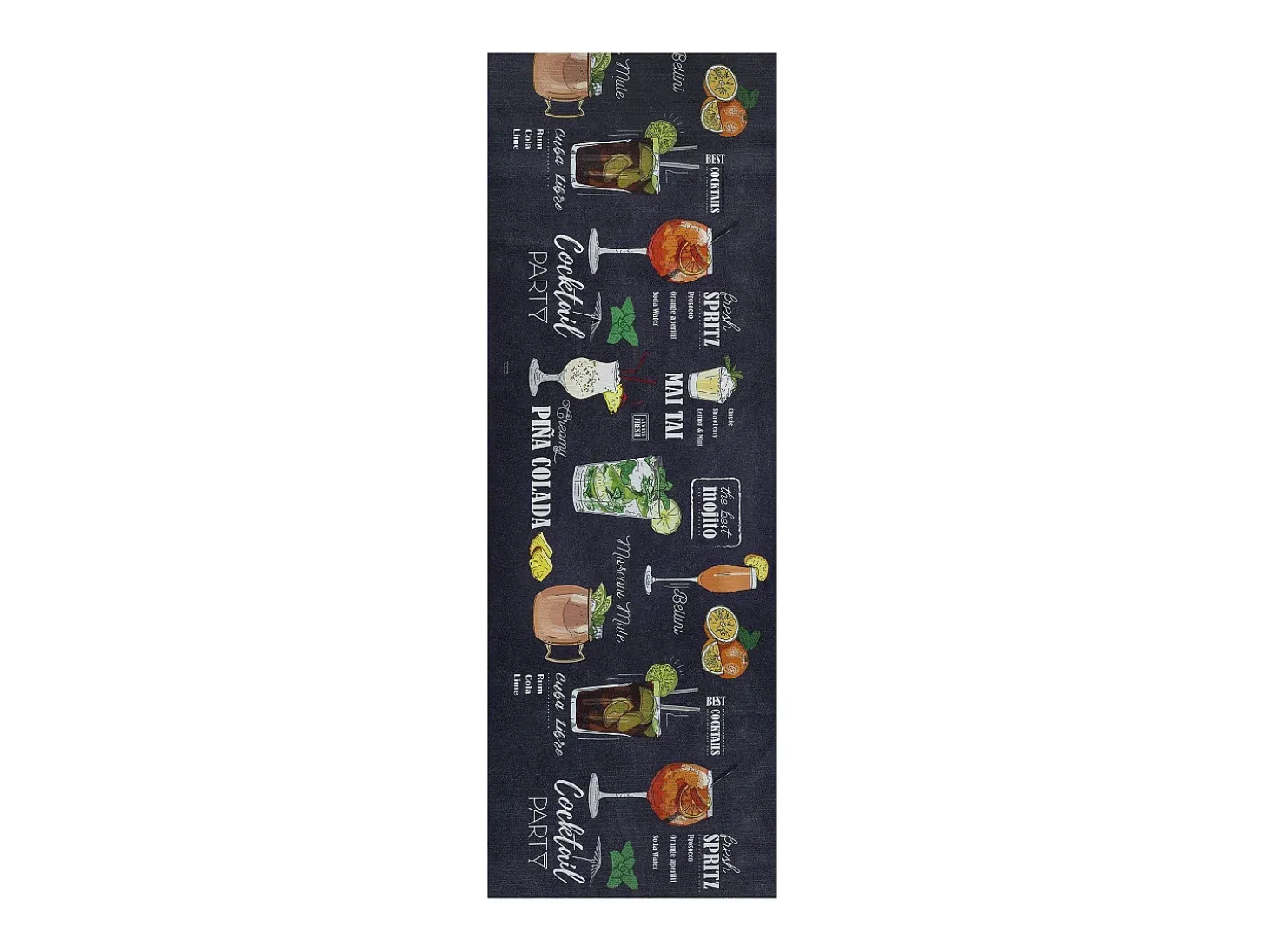 Alfombra de cocina - Diseños de cócteles - negro - 52 x 100 cm - RICCI