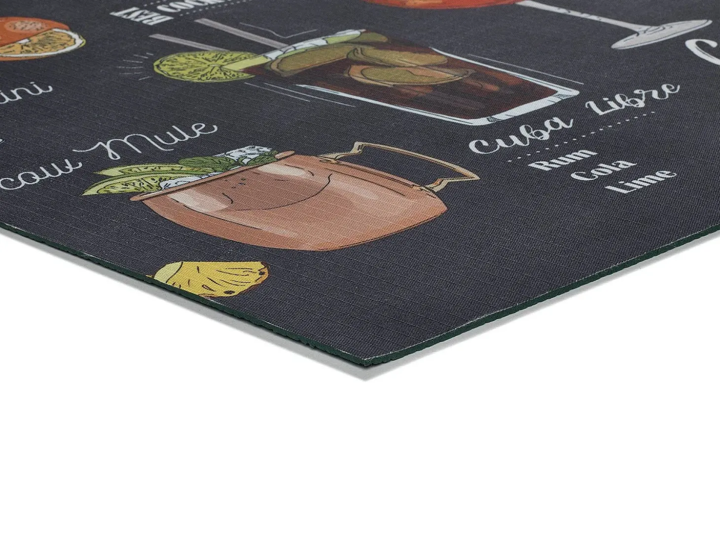 Alfombra de cocina - Diseños de cócteles - negro - 52 x 200 cm - RICCI