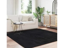 Alfombra de pelo largo negra NAVARRA 200x200 cm poliéster