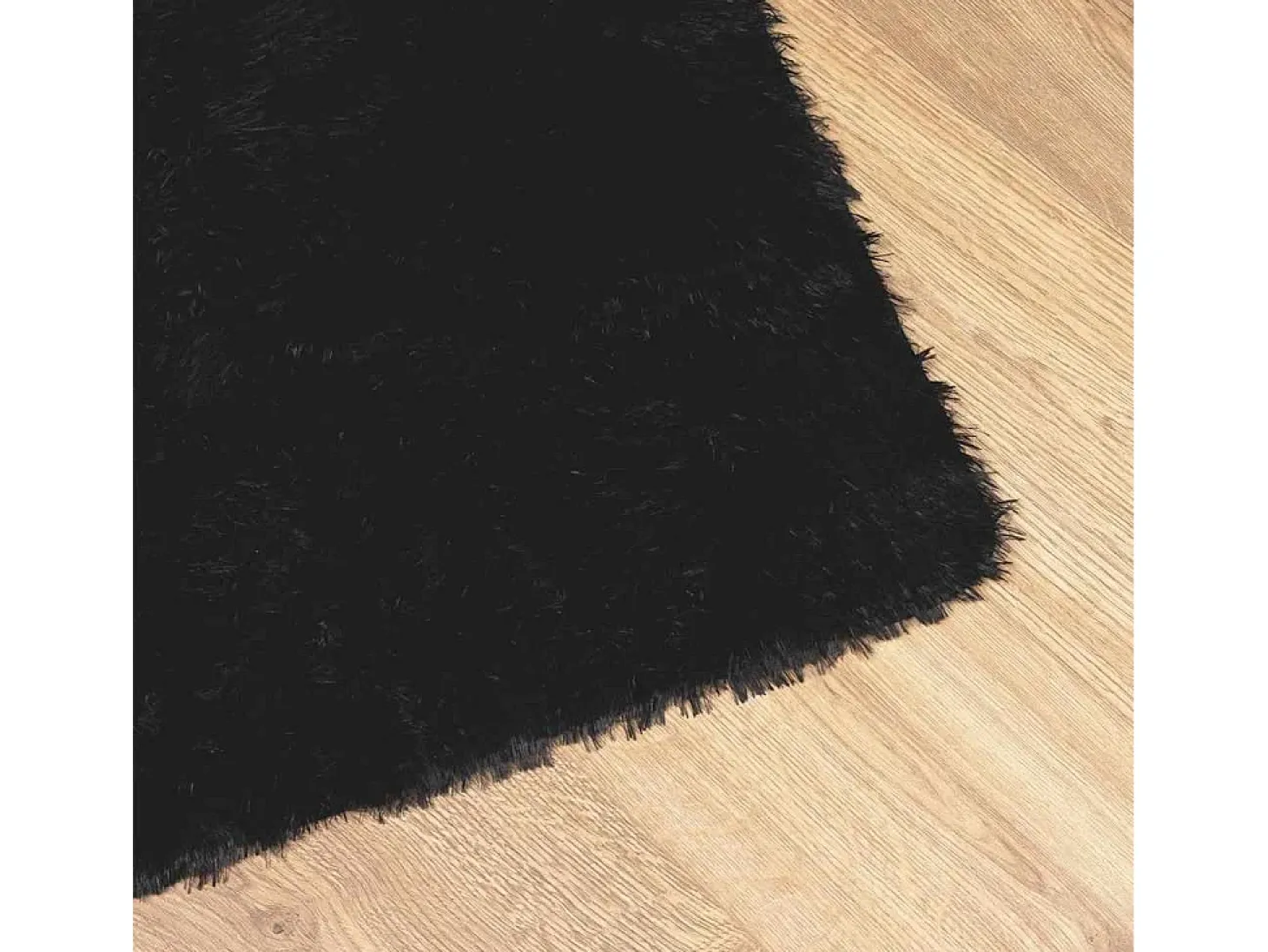 Alfombra de pelo largo negra NAVARRA 200x200 cm poliéster
