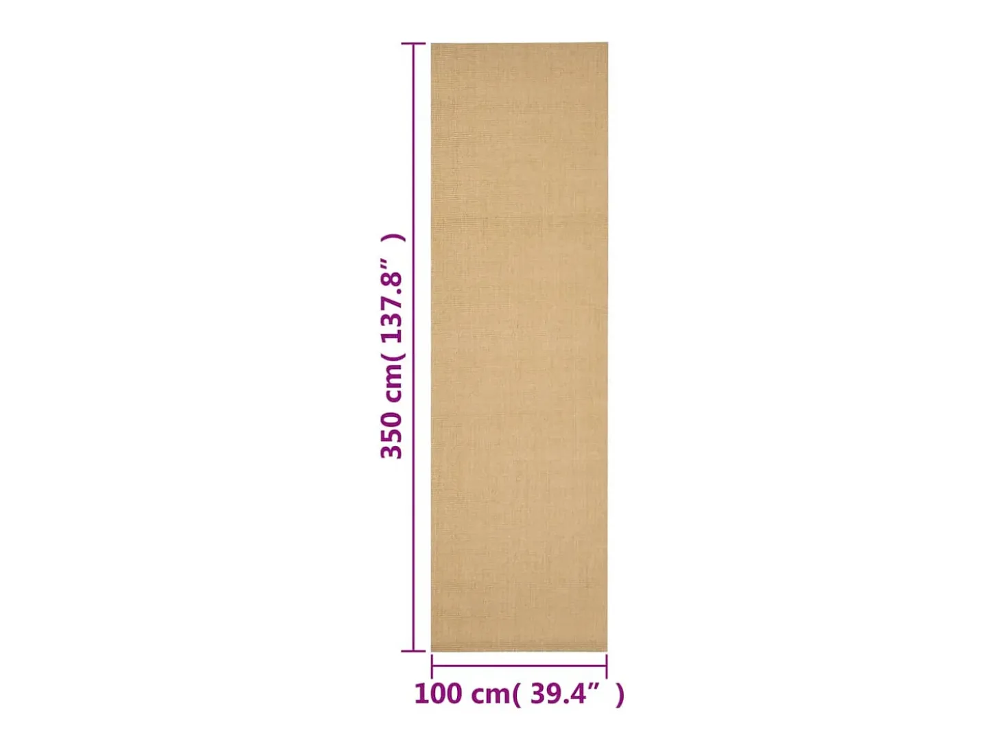 Alfombra de sisal natural 100x350 cm
