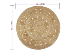 Alfombra de yute con diseño trenzado, redonda de 120 cm.