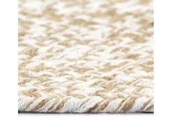 Alfombra de yute hecha a mano blanca y natural 150 cm
