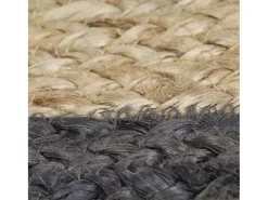 Alfombra de yute hecha a mano con borde gris oscuro 150 cm