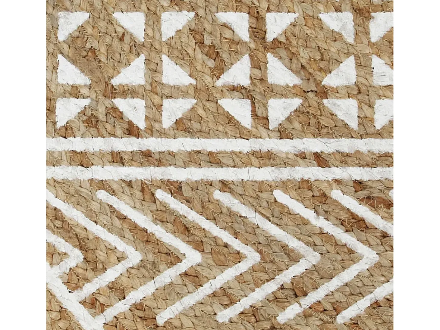Alfombra de yute hecha a mano con estampado blanco de 120 cm