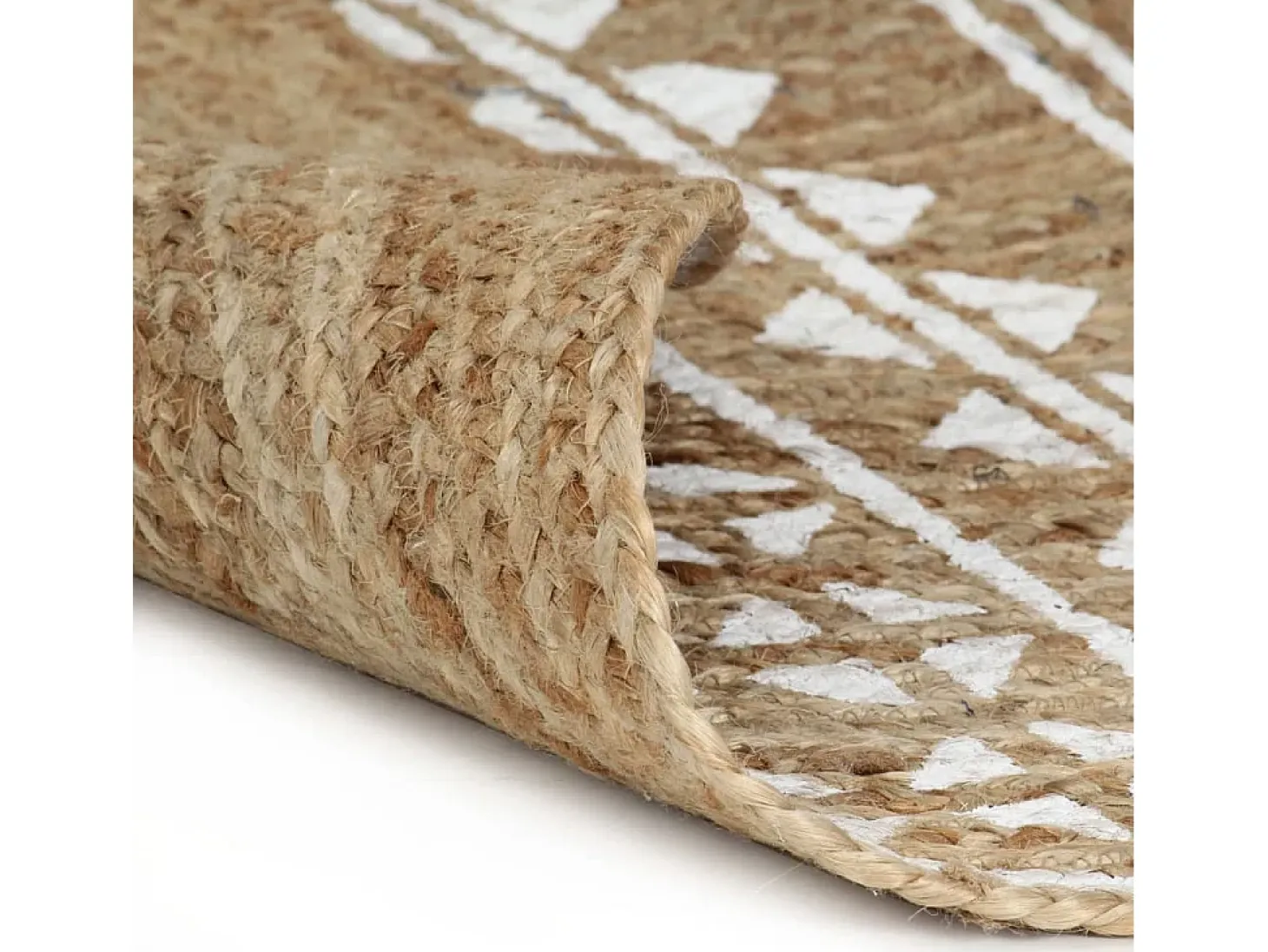 Alfombra de yute hecha a mano con estampado blanco de 120 cm