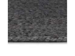 Alfombra de yute hecha a mano redonda de 150 cm en gris oscuro