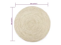 Alfombra de yute hecha a mano blanca y marrón 180 cm