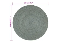Alfombra de yute hecha a mano redonda 120 cm verde oliva