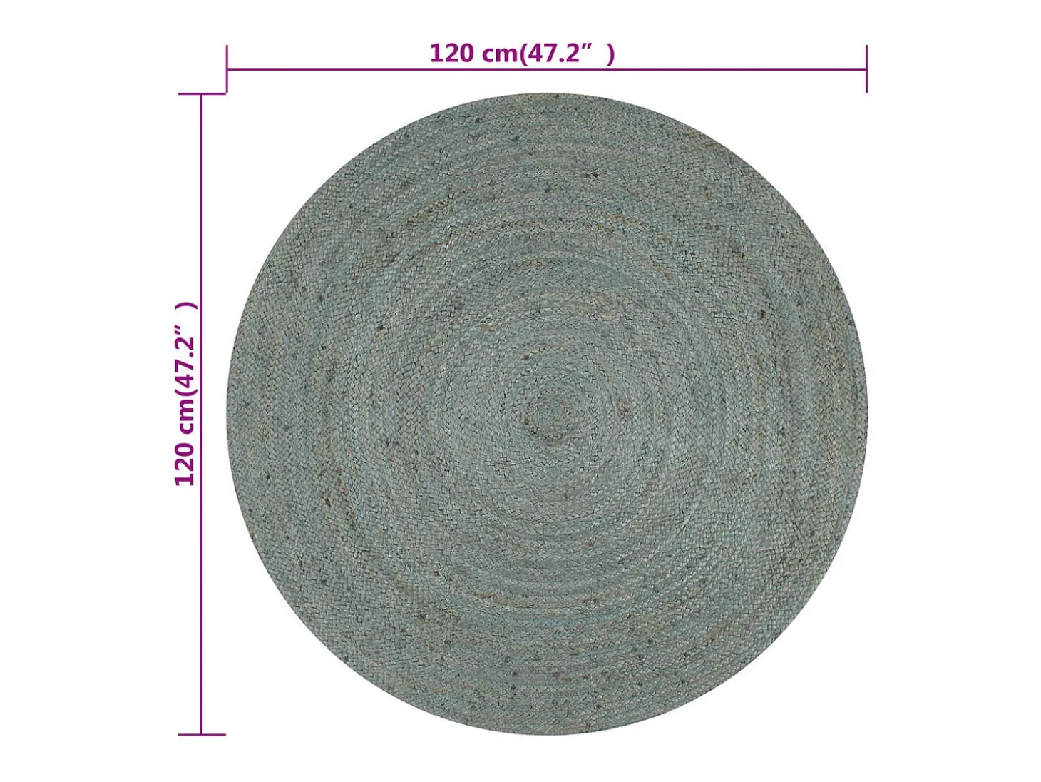 Alfombra de yute hecha a mano redonda 120 cm verde oliva