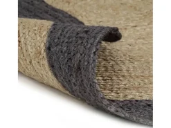 Alfombra de yute hecha a mano con borde gris oscuro 90 cm