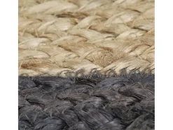 Alfombra de yute hecha a mano con borde gris oscuro 90 cm