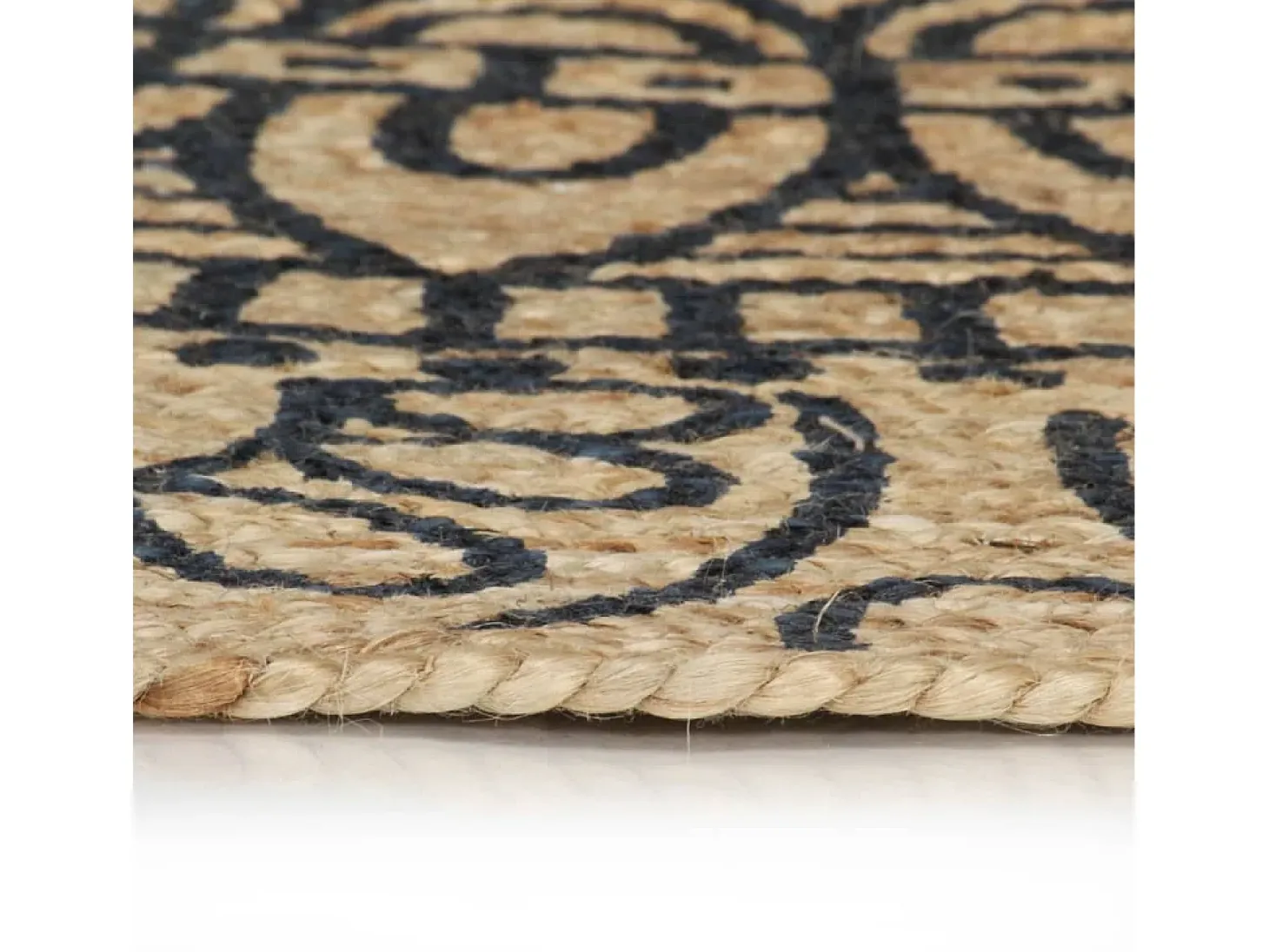 Alfombra de yute hecha a mano con estampado azul oscuro 120 cm