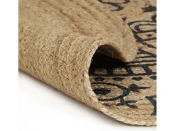 Alfombra de yute hecha a mano con estampado azul oscuro 120 cm