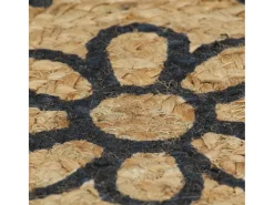 Alfombra de yute hecha a mano con estampado azul oscuro 120 cm