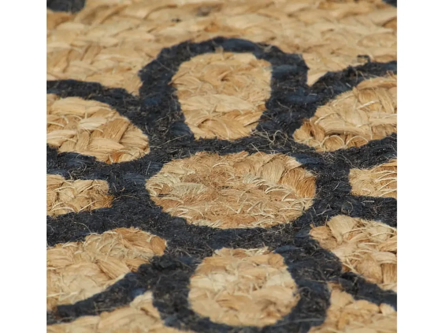 Alfombra de yute hecha a mano con estampado azul oscuro 120 cm