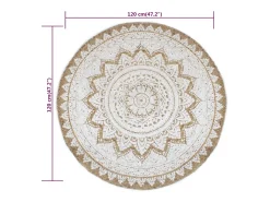 Alfombra de yute trenzado estampada redonda de 120 cm