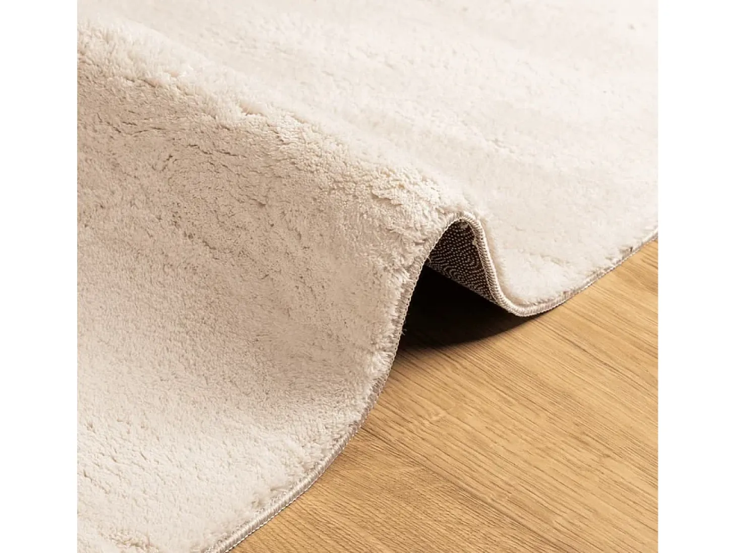 Alfombra HUARTE de pelo corto suave y lavable beige 80x200 cm