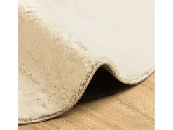 Alfombra HUARTE de pelo corto suave y lavable en color crema, Ø 160 cm
