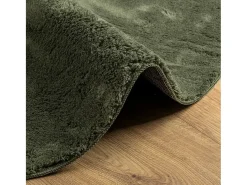 Alfombra HUARTE de pelo corto suave y lavable, verde bosque, Ø 100 cm