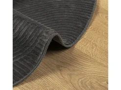 Alfombra IZA de pelo corto de estilo escandinavo en color antracita Ø 120 cm
