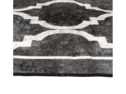 Alfombra lavable blanca y negra 160x230 cm antideslizante