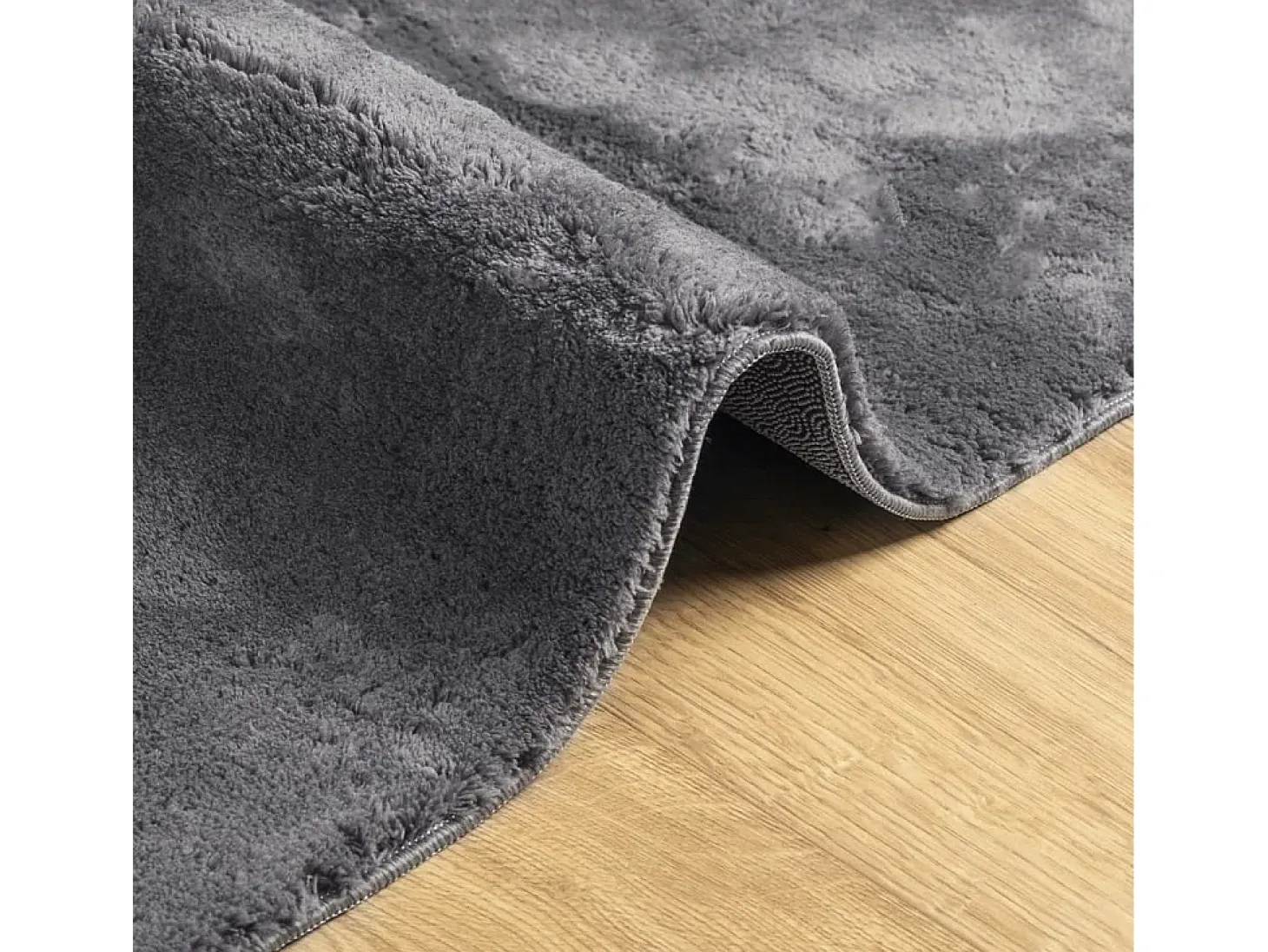 Alfombra lavable de pelo corto suave HUARTE antracita 120x120 cm