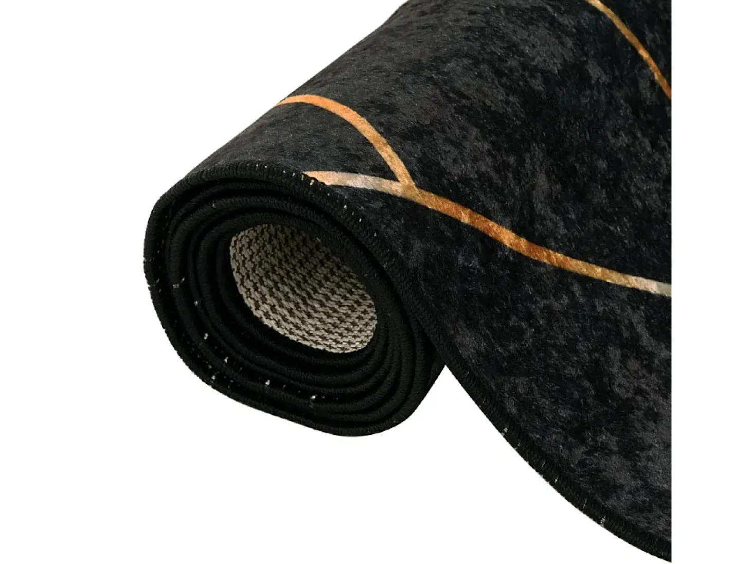 Alfombra lavable negra y dorada 80x300 cm antideslizante