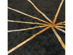 Alfombra lavable negra y dorada 80x300 cm antideslizante