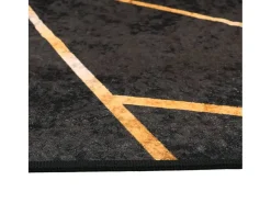 Alfombra lavable negra y dorada 80x300 cm antideslizante